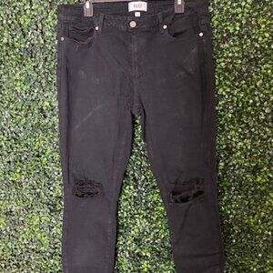 Paige Distressed Knees Stretch Straightleg Jeans - Black - Size 33 - Worn 2x